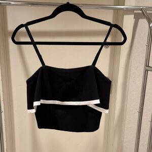 Alice + Olivia Aubrey Black and White Crop Top